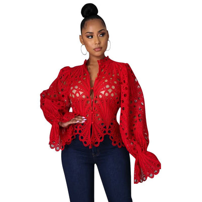 ISALI™ - Chic Asymmetrical Flounce Sleeve Blouse