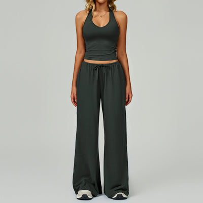 ARAYA™ - Casual Crop Tank Top and Wide Leg Pants Set