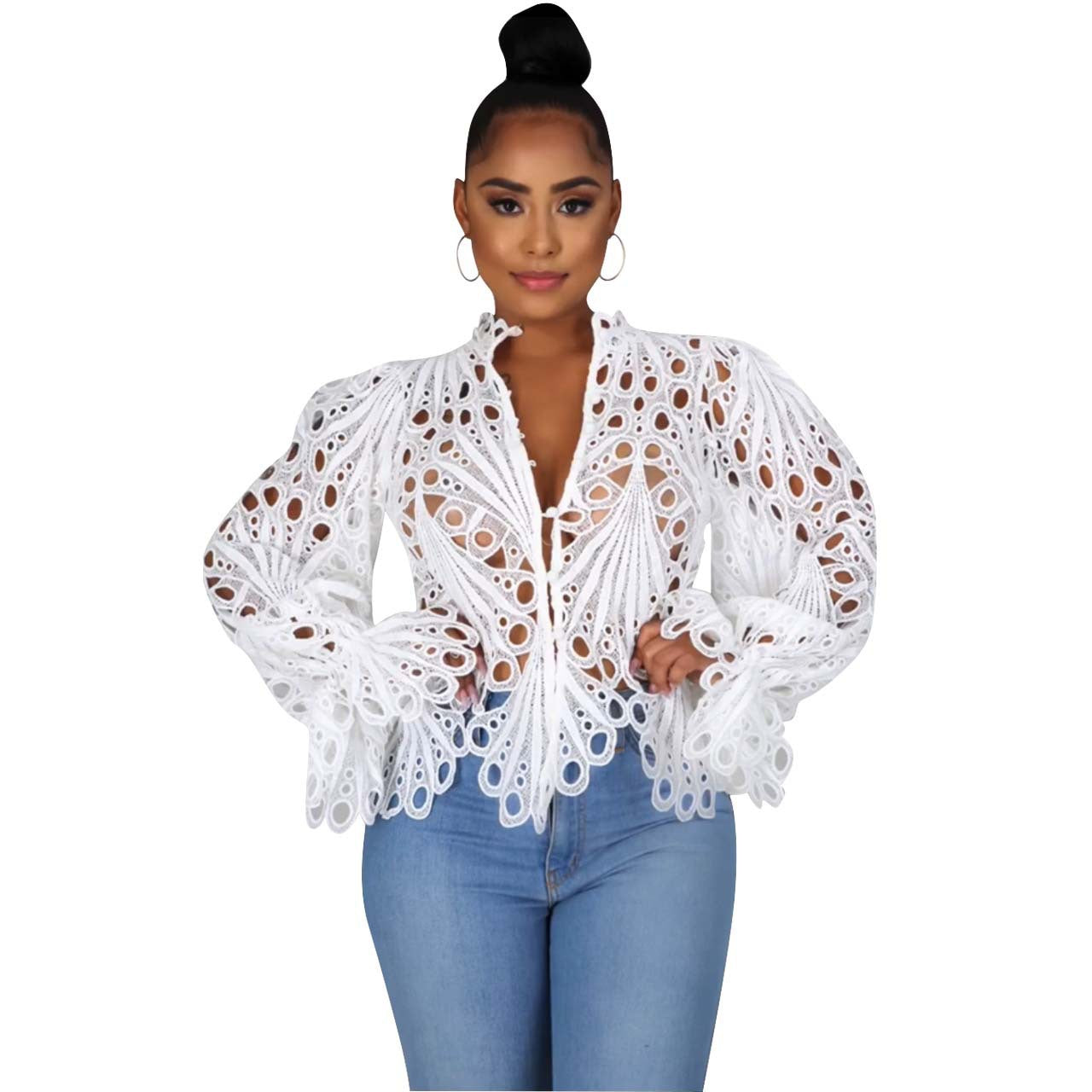 ISALI™ - Chic Asymmetrical Flounce Sleeve Blouse