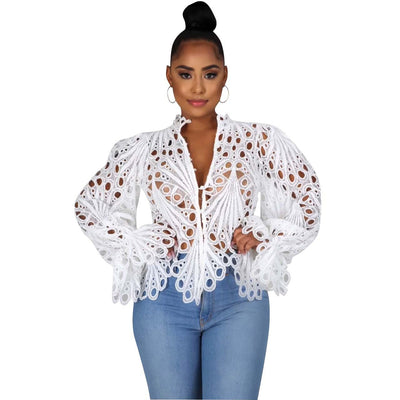 ISALI™ - Chic Asymmetrical Flounce Sleeve Blouse