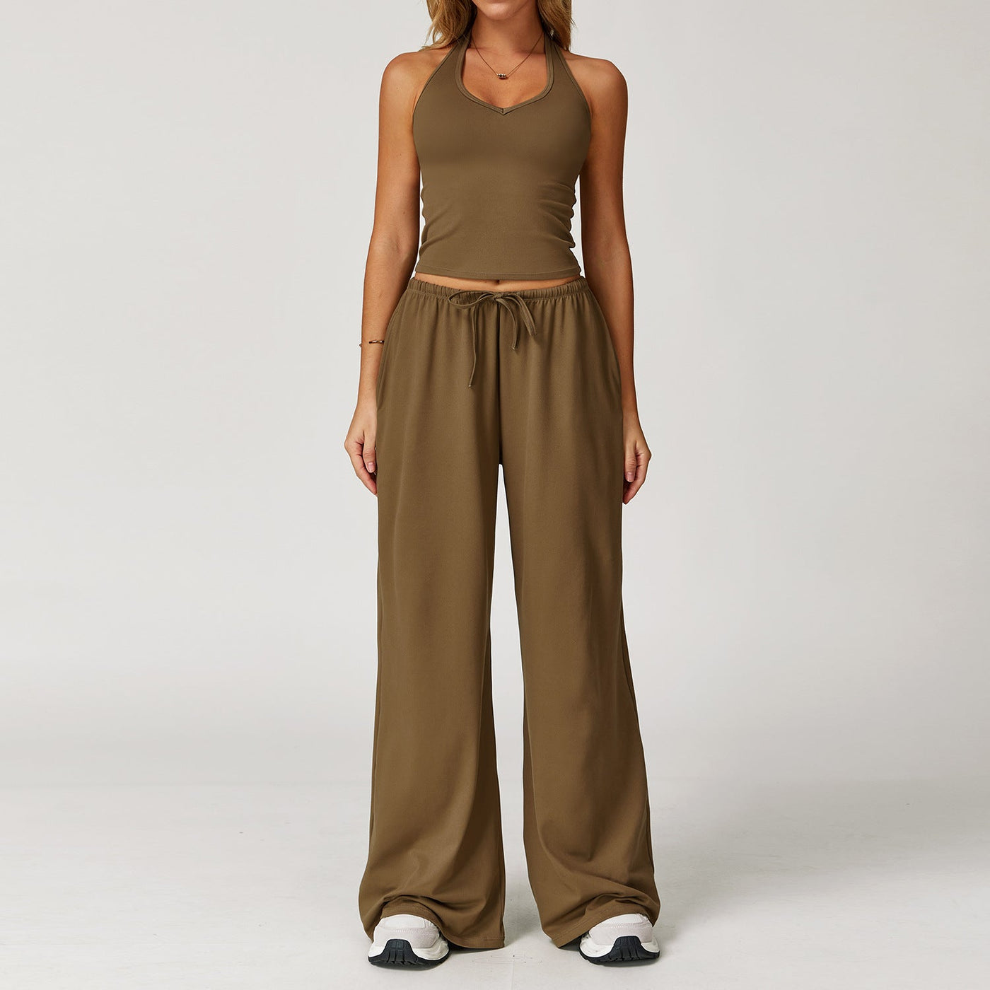 ARAYA™ - Casual Crop Tank Top and Wide Leg Pants Set