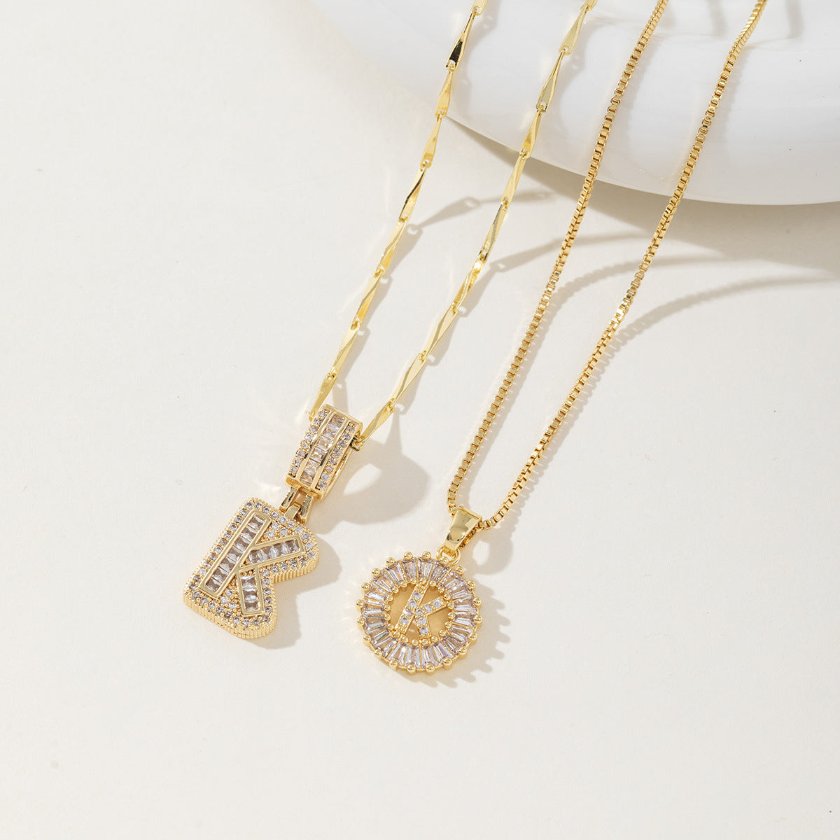 AISHA™ - Elegant 2-Pack Initial Letter Pendant Necklaces