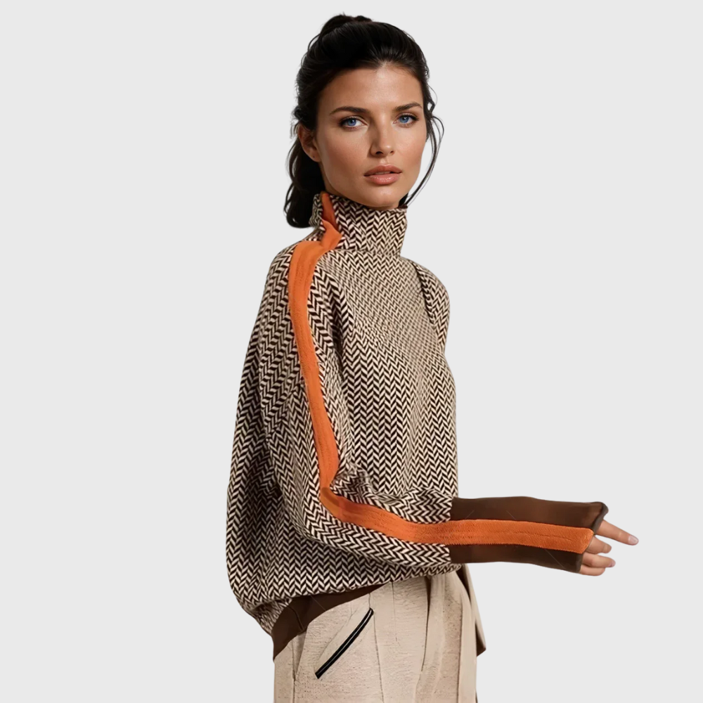Kinga | Striped Sweater with Elegant Turtleneck