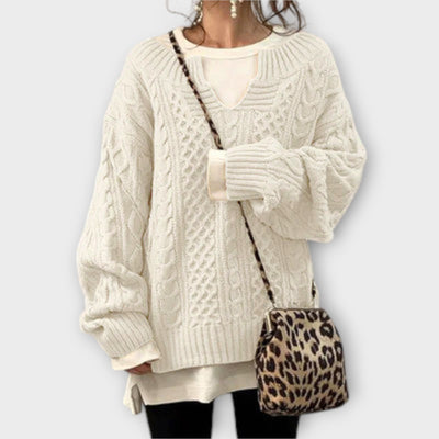 Oversized Sweater with Cable Pattern