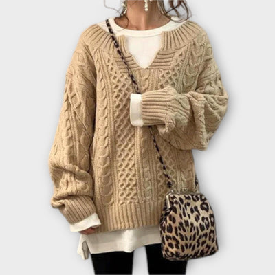 Oversized Sweater with Cable Pattern