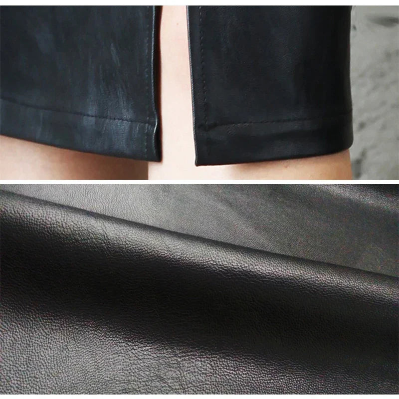 MONIQUE™ – Sleek Black Leather Pencil Skirt