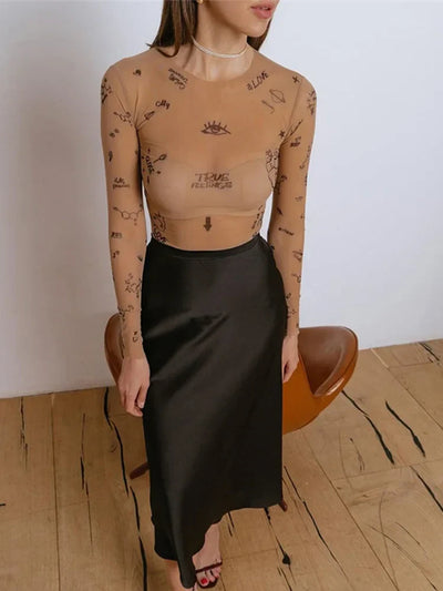 JANELLA™ – Modern Print Mesh Bodysuit