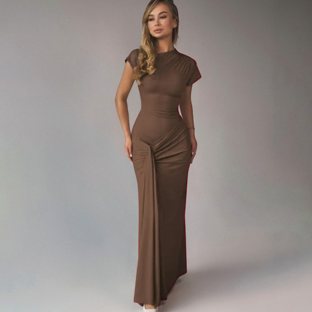 JARA™ - Elegant Ruched Bodycon Wrap Maxi Dress