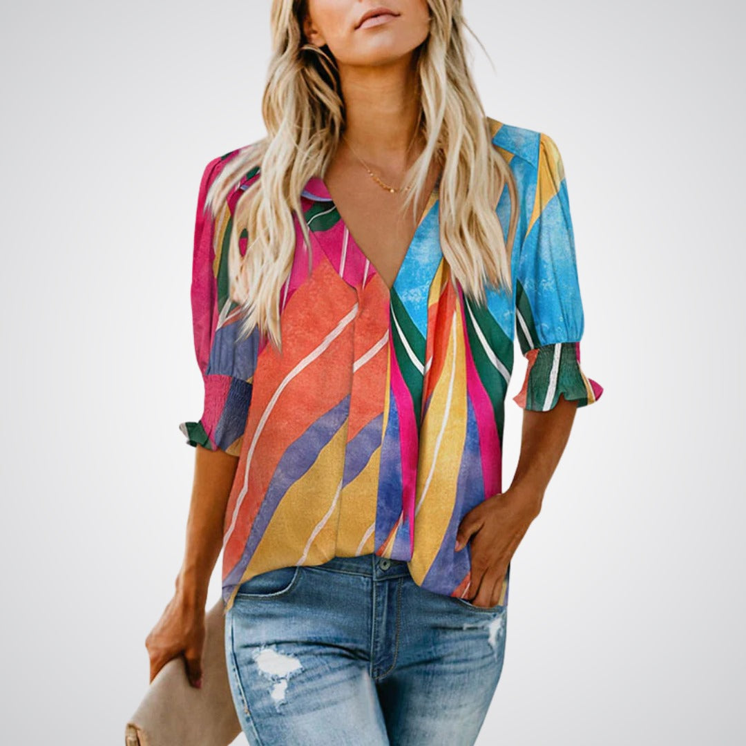 MONICA™ – Chic V-Neck Blouse