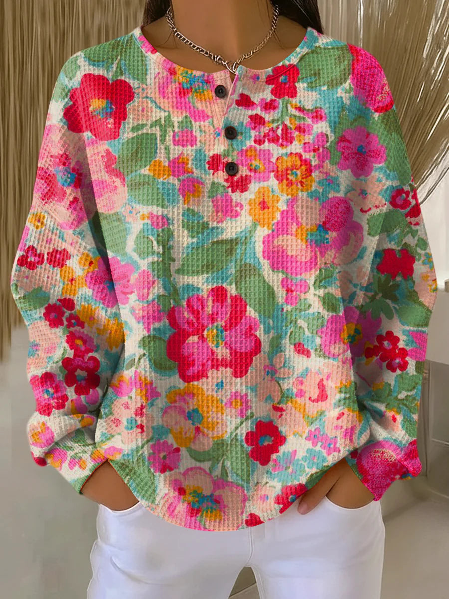 Maya | Soft Sweater with Colorful Flowers
