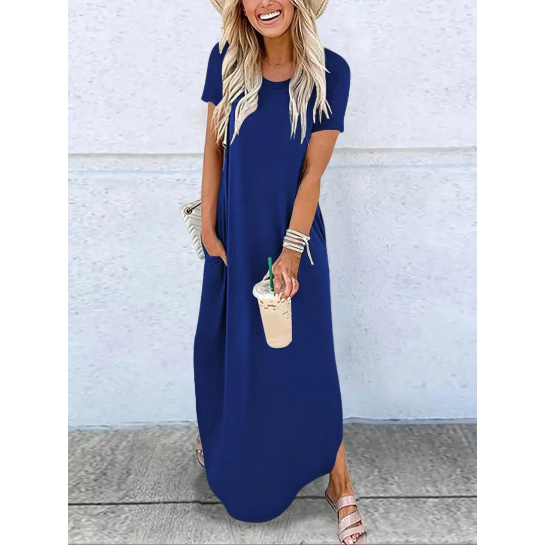 MAGESSA™ – Everyday Relaxed Fit Round Neck Maxi Dress